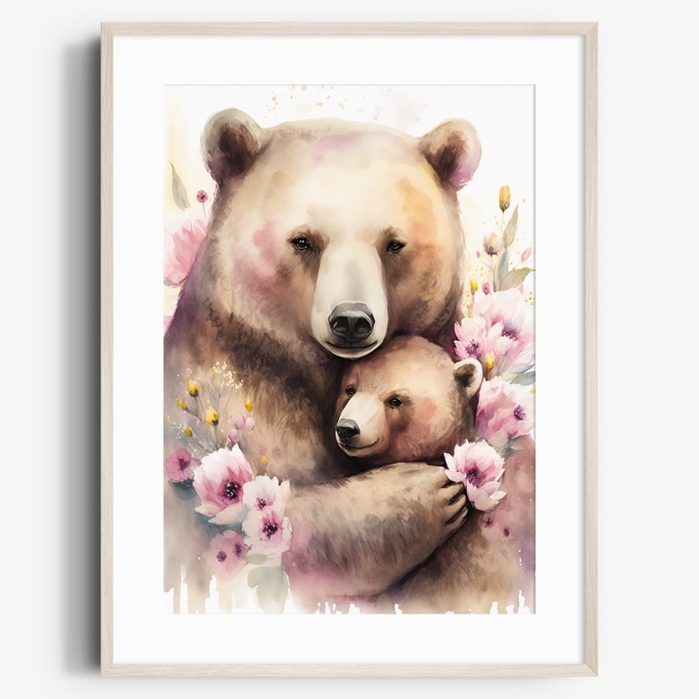 Watercolor Mama Bear Wall Art Illustration Print Poster Unframed